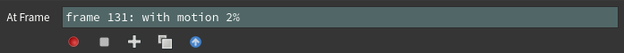 The At Frame readout and the event buttons — Record, Stop, Create Event, Copy Event, Update