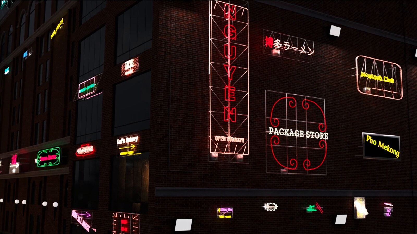 A generated street rendered in Karma