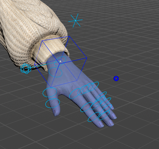 A hand: the IK box and the finger rings